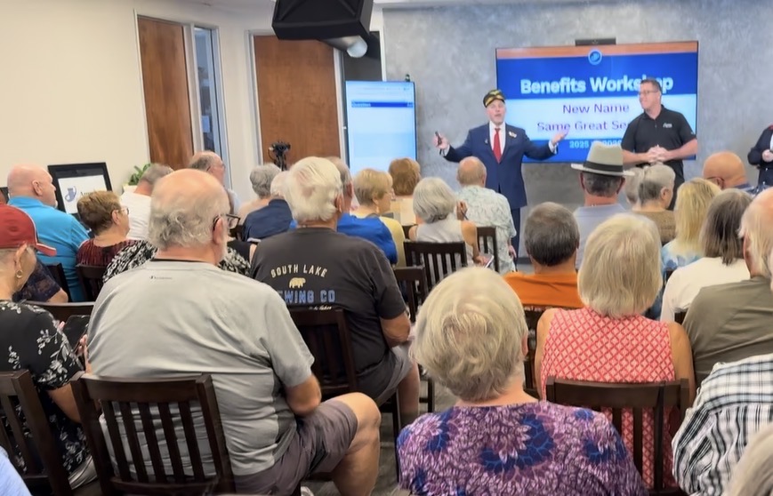 Packed 123Easy Medicare Benefits Workshop with full audience